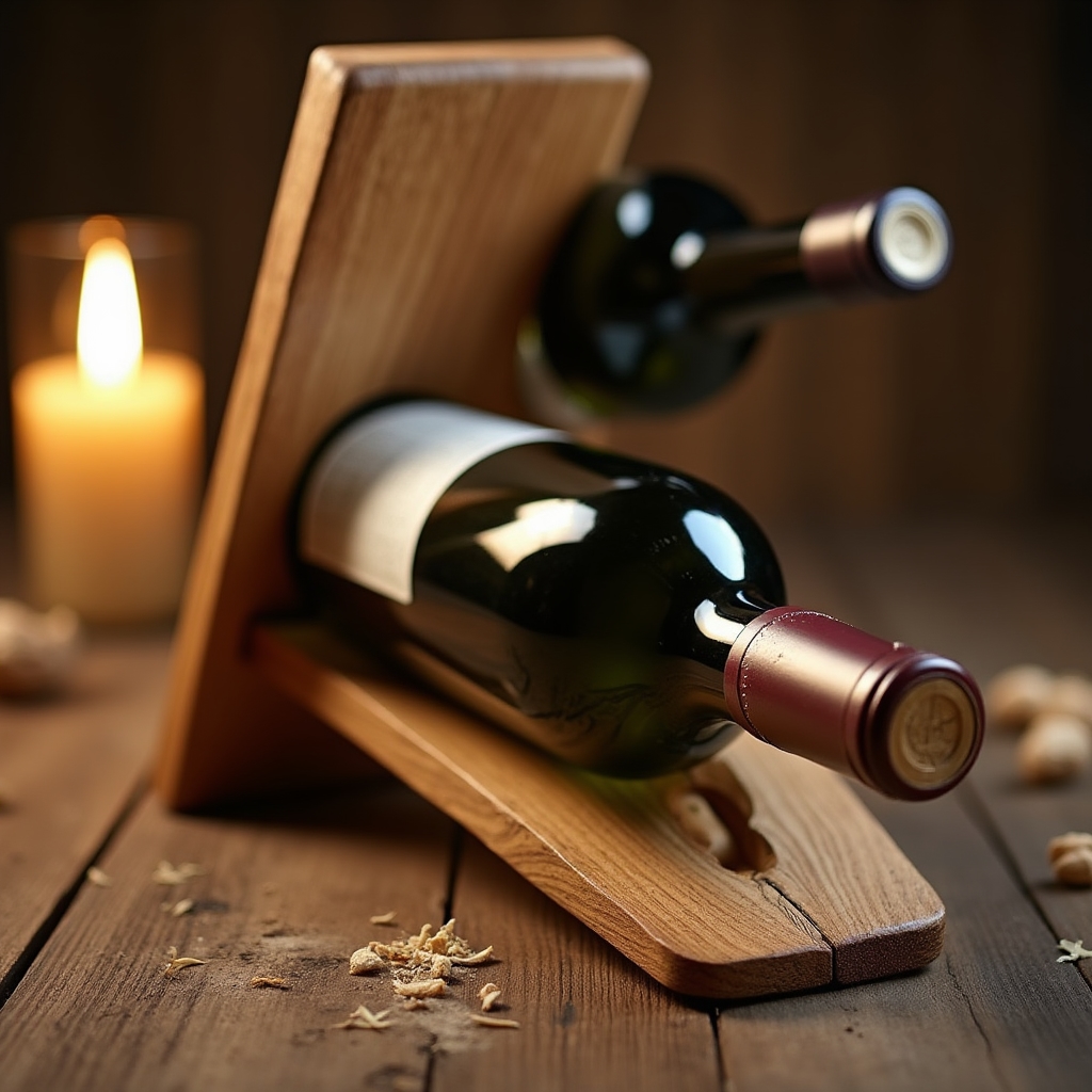 Portabottiglie in legno artigianale costruito a mano nel laboratorio